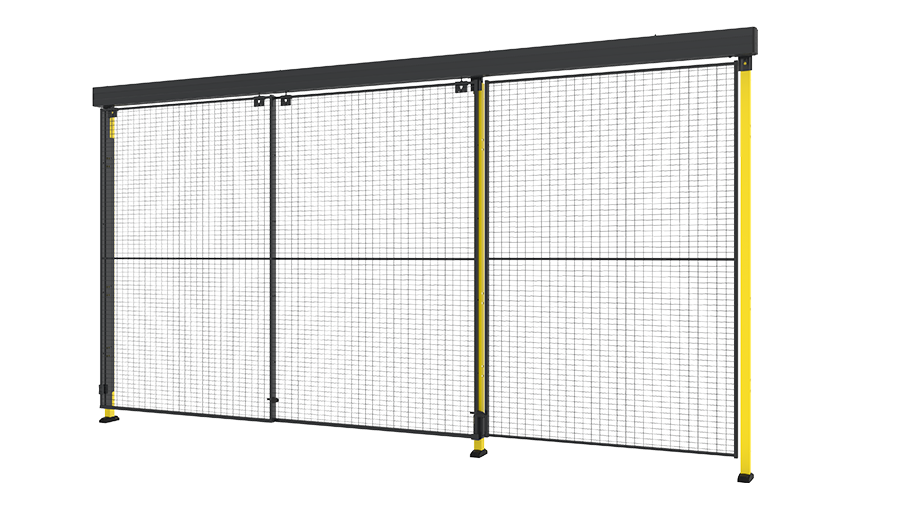 Dobbelt skydedør med 2-trins skinne