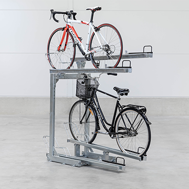 One sided two tier bike rack