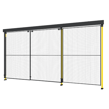 Dobbelt skydedør med 2-trins skinne