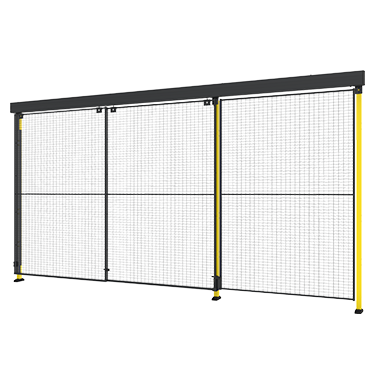 Dobbelt skydedør med 2-trins skinne