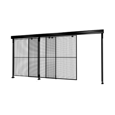 Dobbelt skydedør med 2-trins skinne