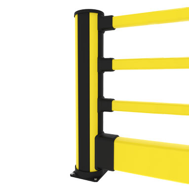 Fodgængergelænder med påkørselsbarriere