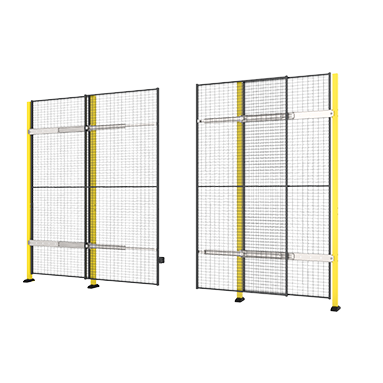 Skydedør uden skinne med lås i midten